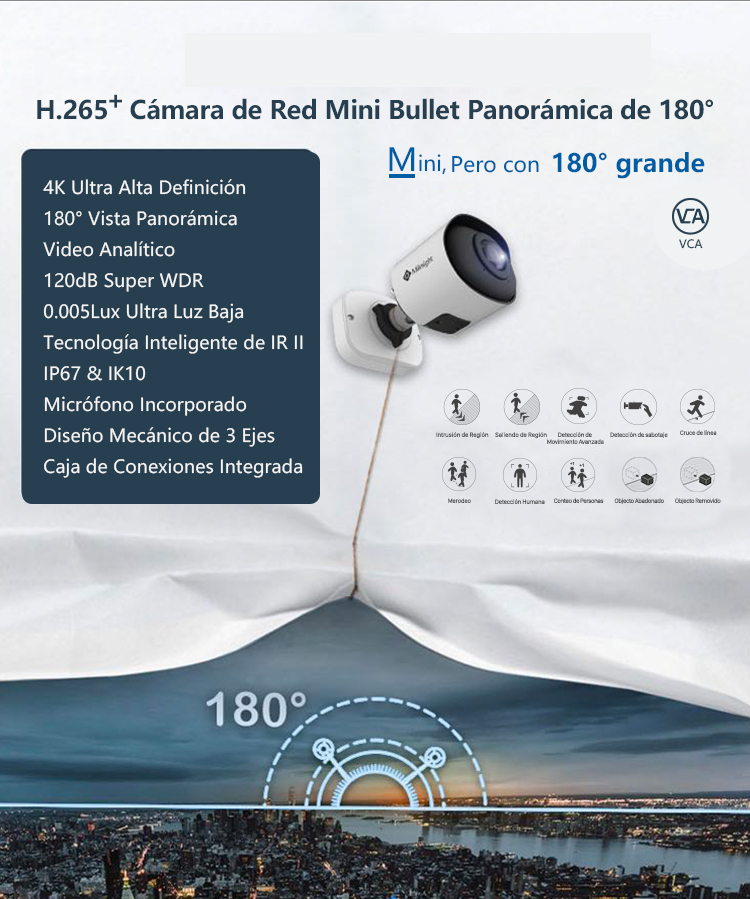 180° Panoramic Mini Bullet Network Camera