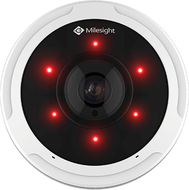 Smart IR LEDs of Milesight 12MP H.265+ Fisheye Network Camera.