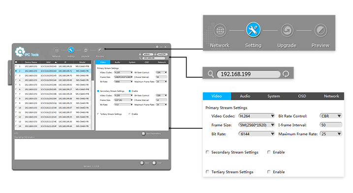 IPC Tools interface of Milesight Smart Tools,IP Camera Finder