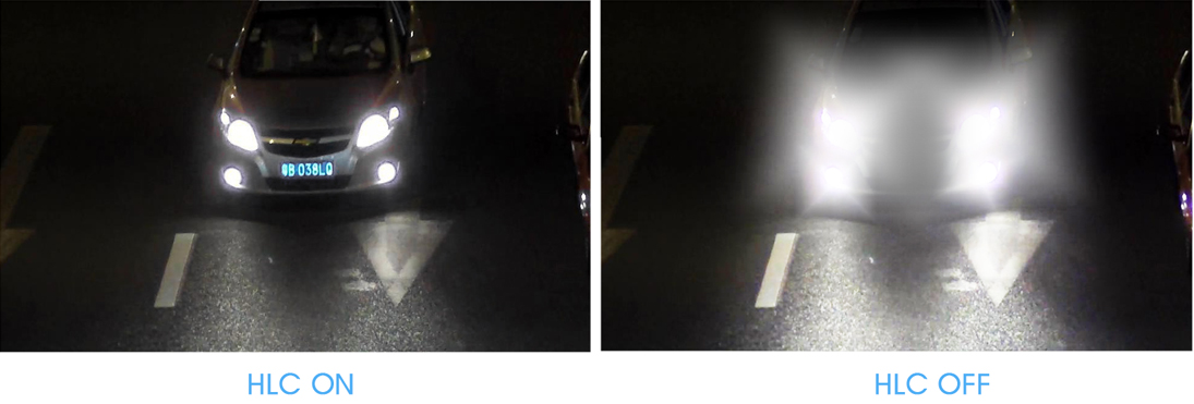 Compensation between car headlights and flashlights in the dark with HLC on and off