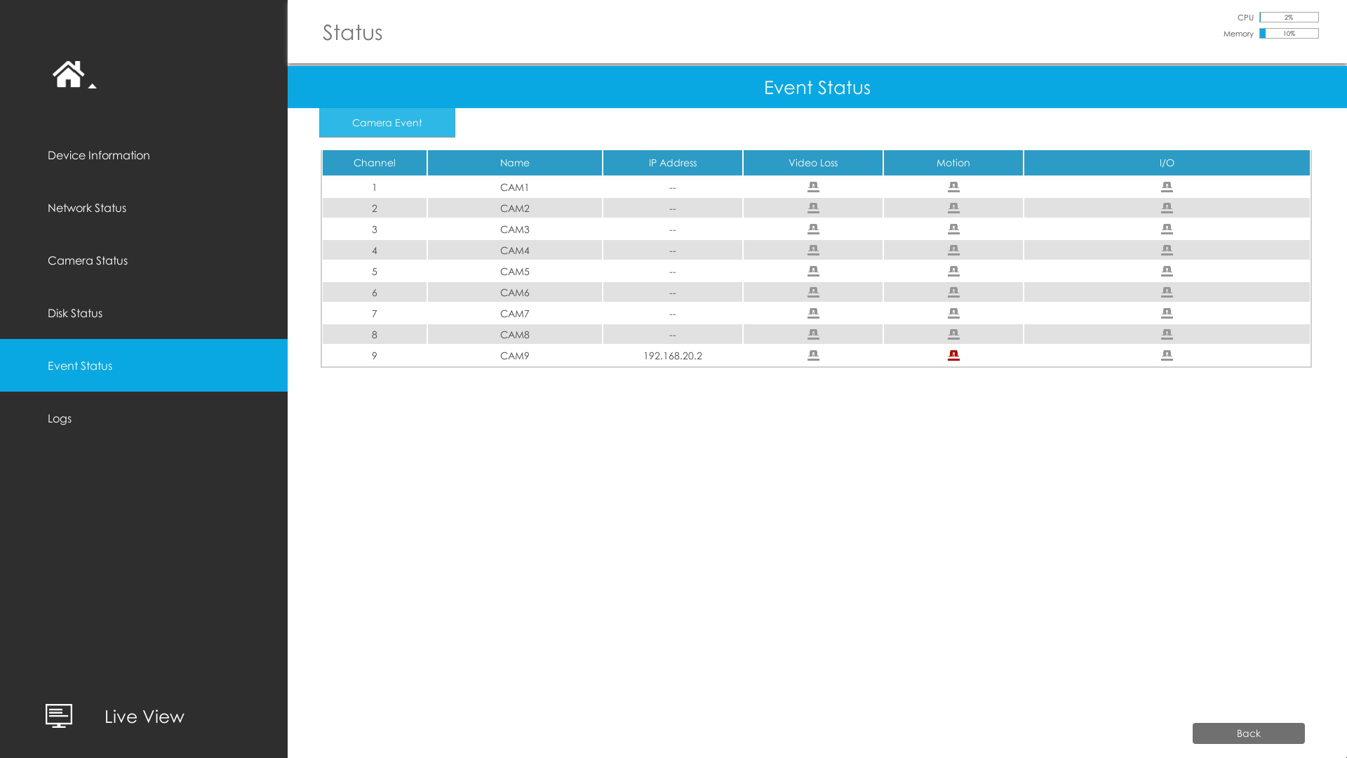 Enable motion detection via NVR