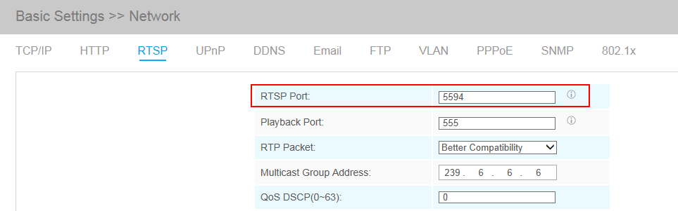 Change RTSP port