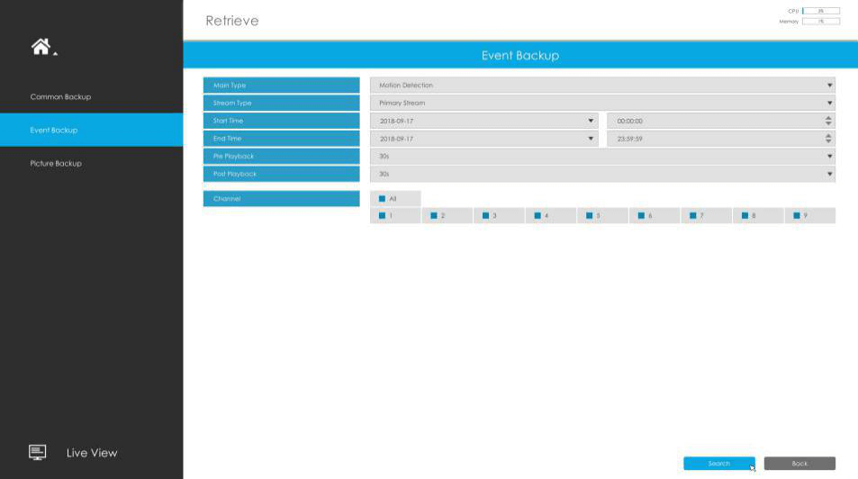 Event Backup in Retrieve interface