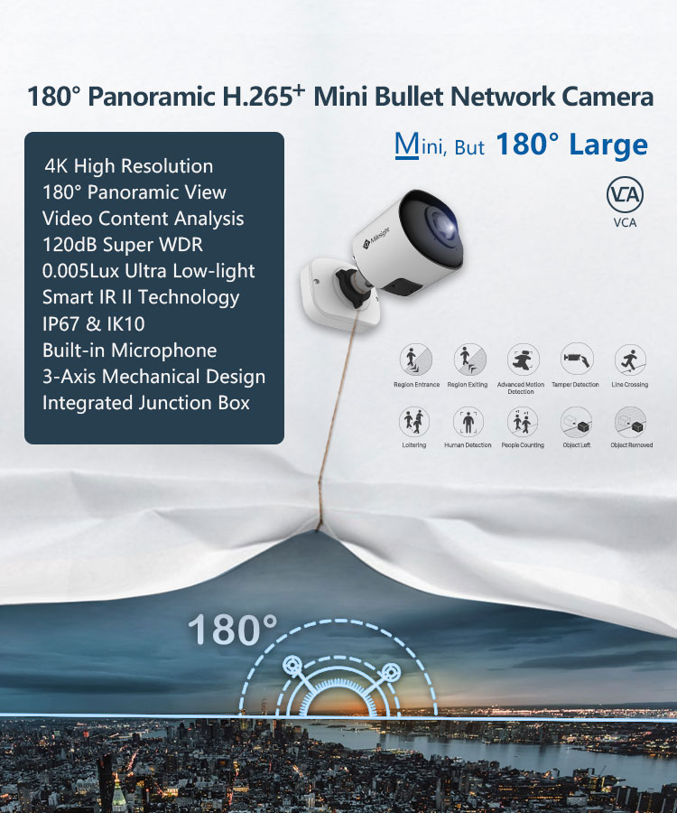 180° Panoramic Mini Bullet Network Camera